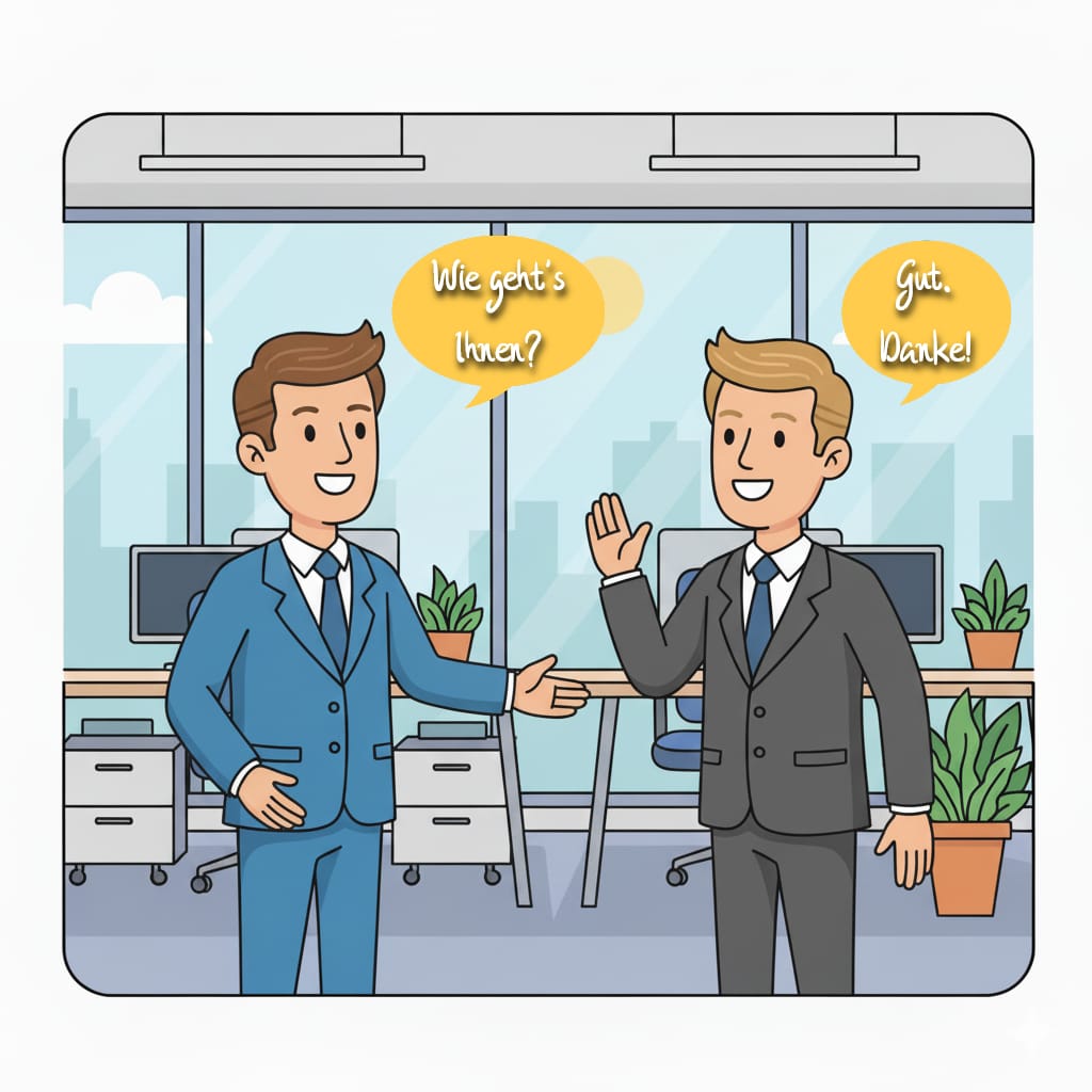 An example of how to say “how are you?” in German language in formal settings.