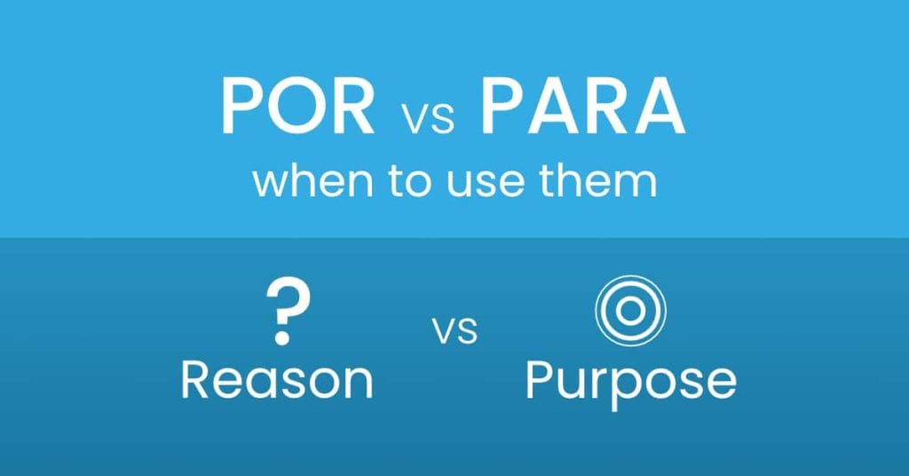 Por vs para difference in Spanish