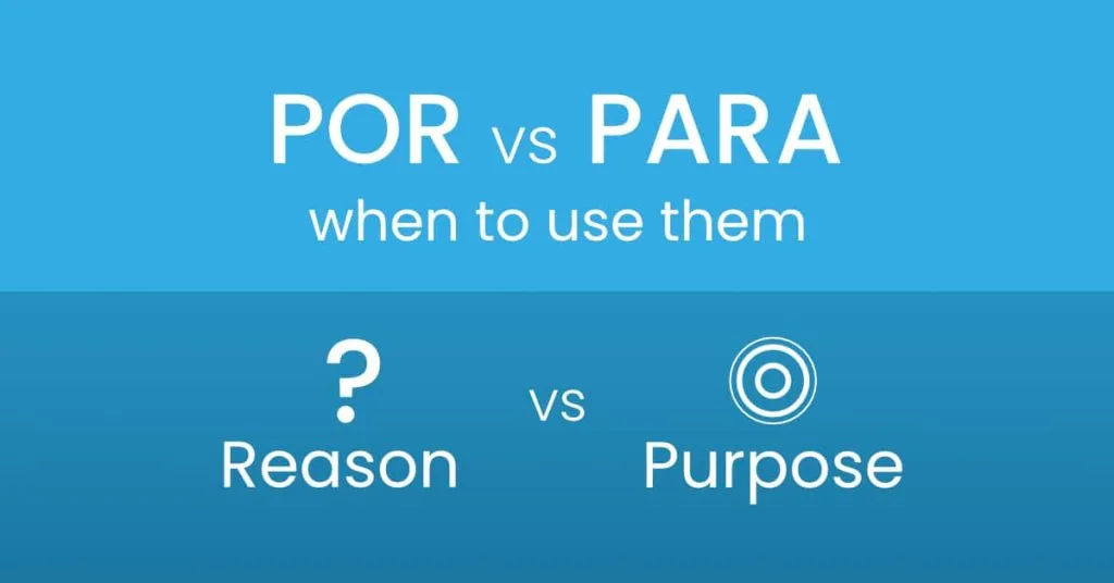 Por vs para difference in Spanish