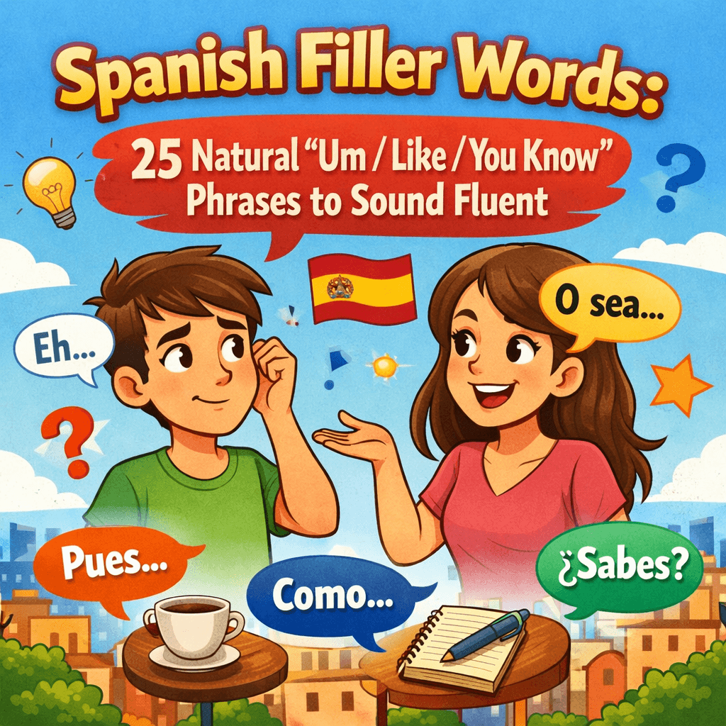 Spanish Filler Words: 25 Natural “Um / Like / You Know” Phrases to Sound Fluent