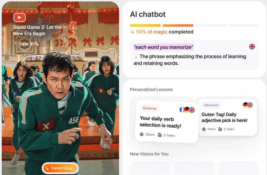 Jolii.ai app to learn Korean homepage showing AI chatbot.