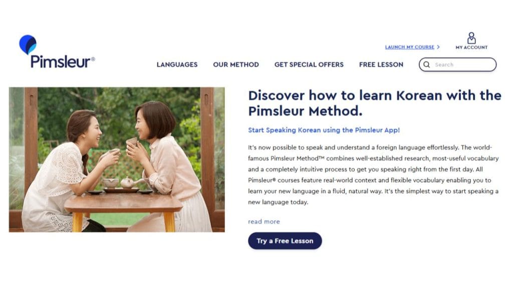 Pimsleur learning Korean application.