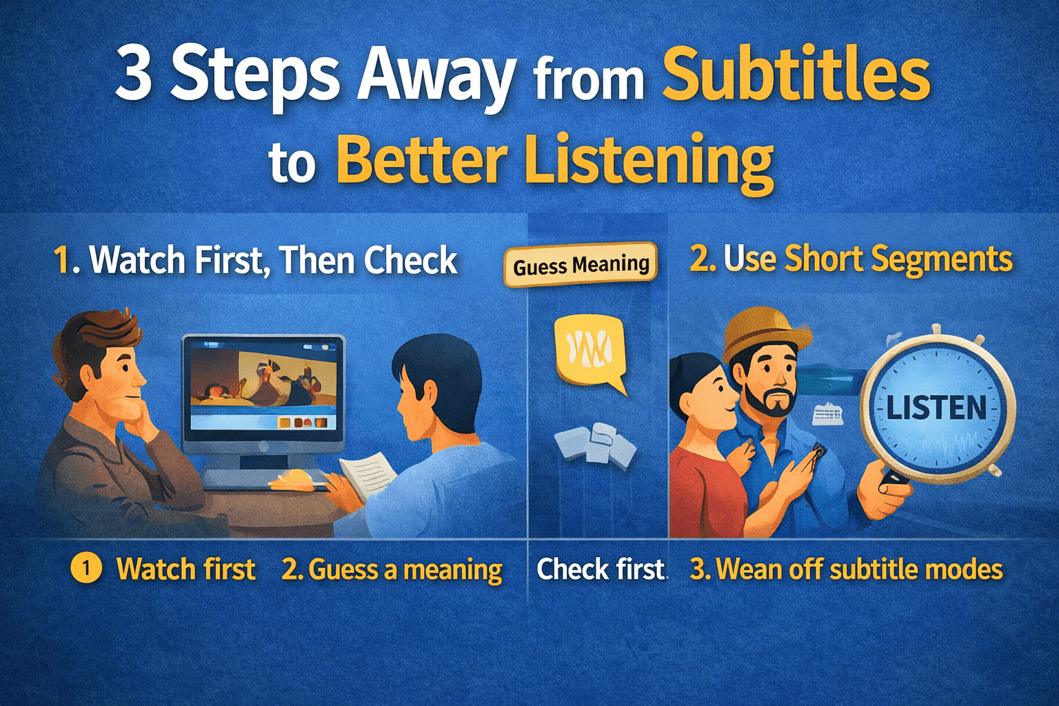 3 steps away from subtitles to better listening