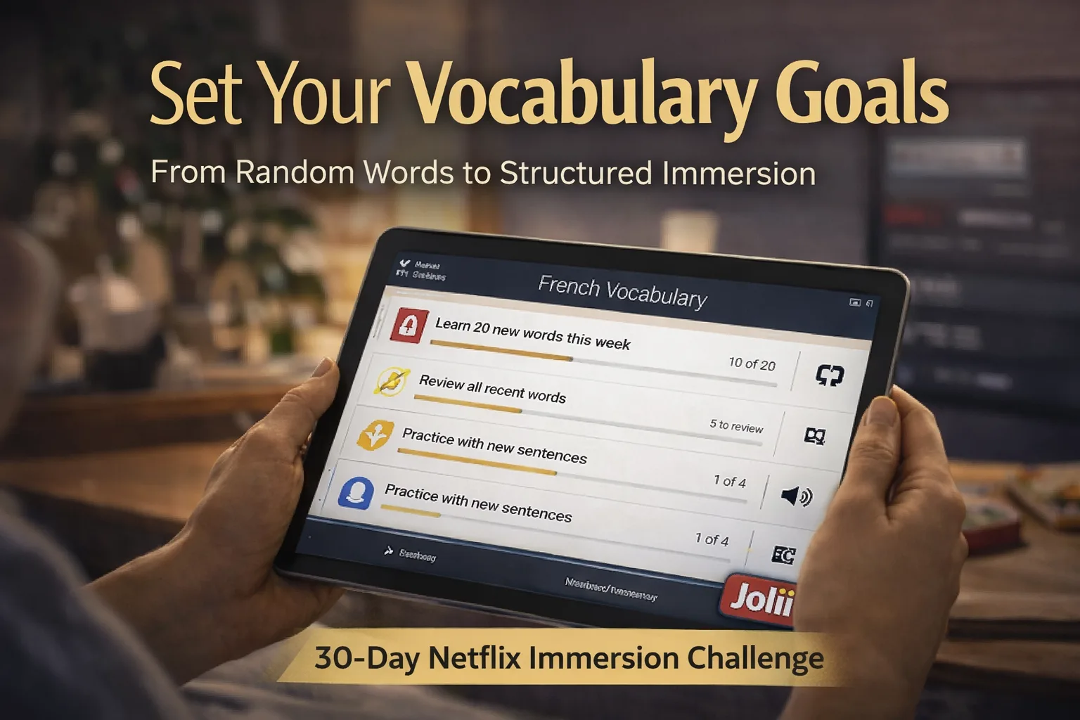 set your vocabulary goals with Jolii
