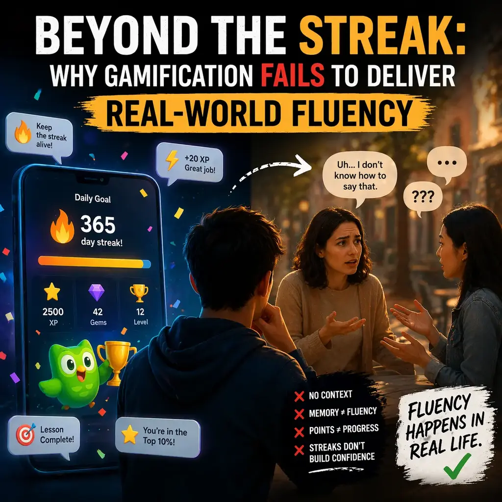 Beyond the Streak: Why Gamification Fails to Deliver Real-World Fluency