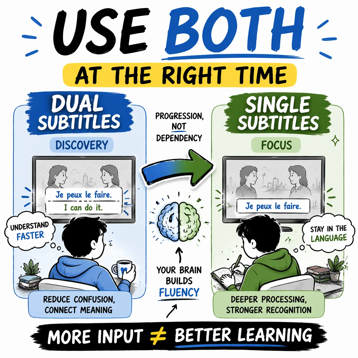 Dual Subtitles vs. Single Subtitles: Which Actually Helps You Learn Faster?